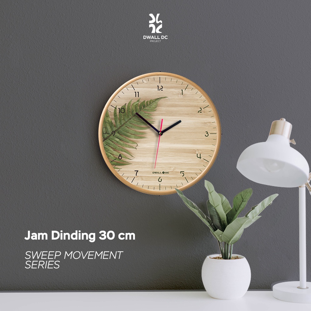 [SWEEP MOVEMENT SERIES] - Jam Dinding Minimalis - LEAF PAKIS WOOD | AESTHETIC ART MINIMALIS | HIASAN DEKORASI | - by Selembarkayoe