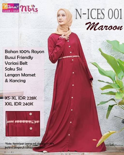 Gamis Nibras rayon casual formal N-ICES 01 ori murah bagus syari branded