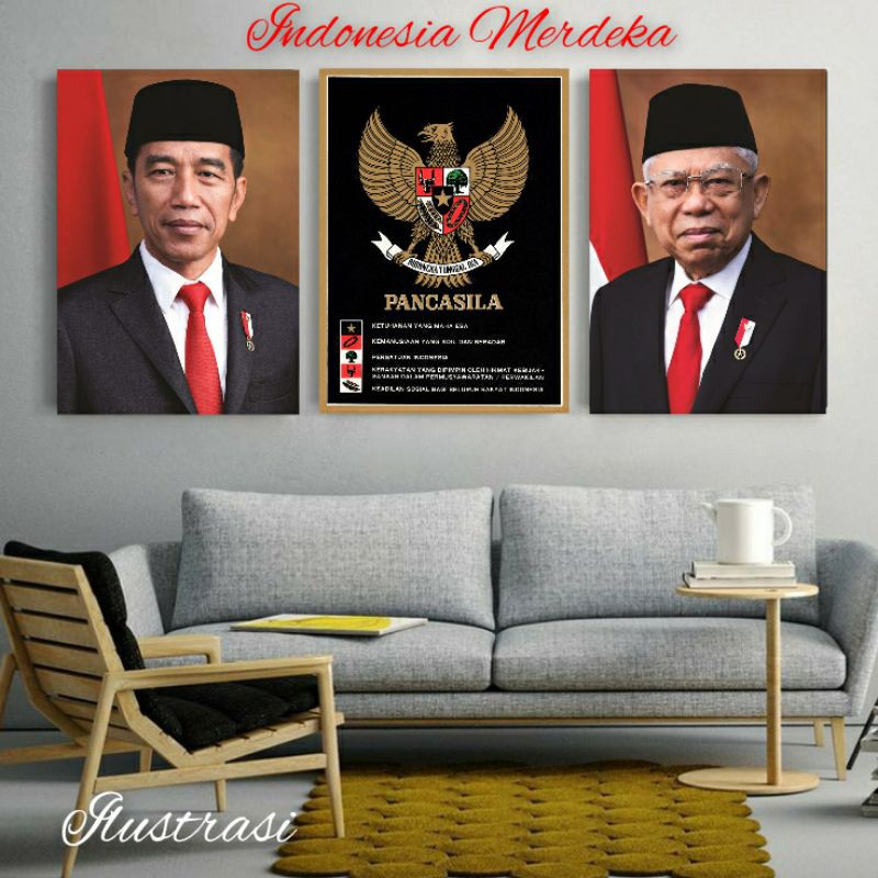 [hiasan dinding]gambar pancasila dekorasi kamar ruang tamu