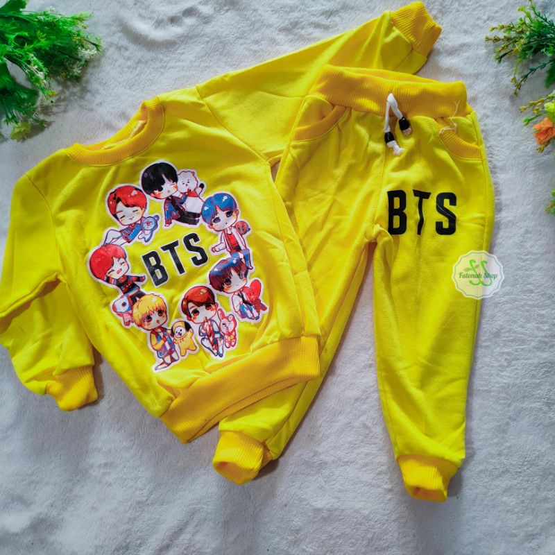 Setelan joger anak 1 2 3 4 5 tahun bahan premium murah jogger terlaris terbaru cewek cowok perempuan laki laki ( setelan jogger anak ) bts bt21 hellokitty ungu pink PART 1 Fatonah Shop