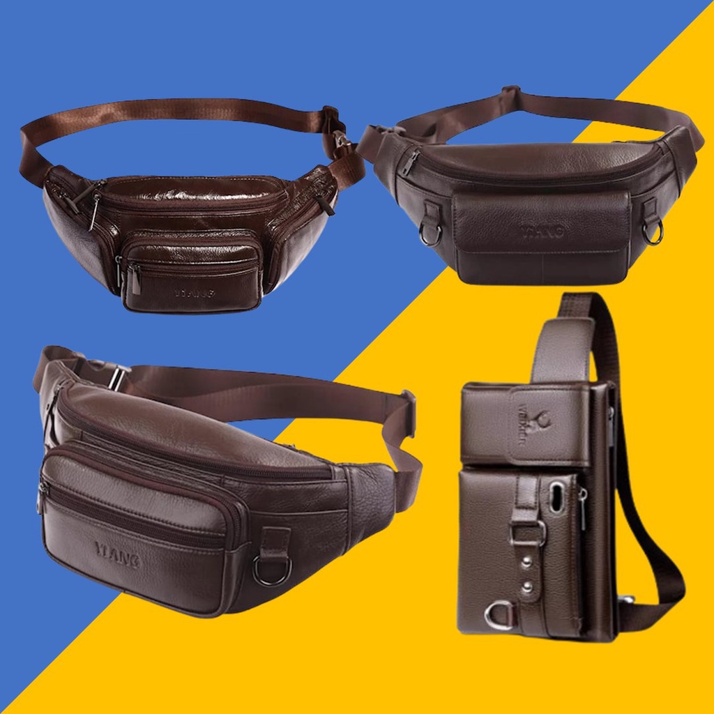 Waistbag Waist Bag Pria Cowok Tas Pinggang Kulit Sintetis Tebal Import Original Distro Waterproof Se