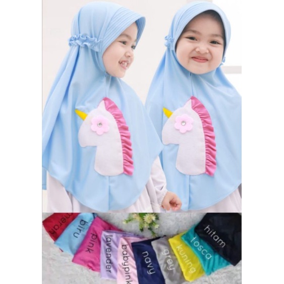 JILBAB / HIJAB ANAK PEREMPUAN KARAKTER KUDA PONI UNICON KERUDUNG ANAK PAUD TK 3 TAHUN -  5 TAHUNAN