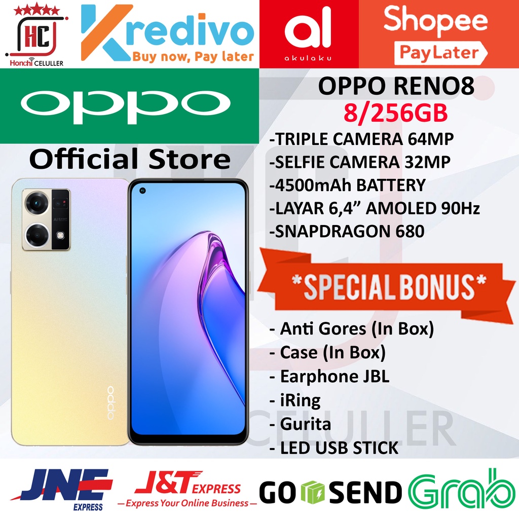 OPPO RENO8 RENO 8 8/256 GB 4G GARANSI RESMI OPPO INDONESIA FULL BONUS