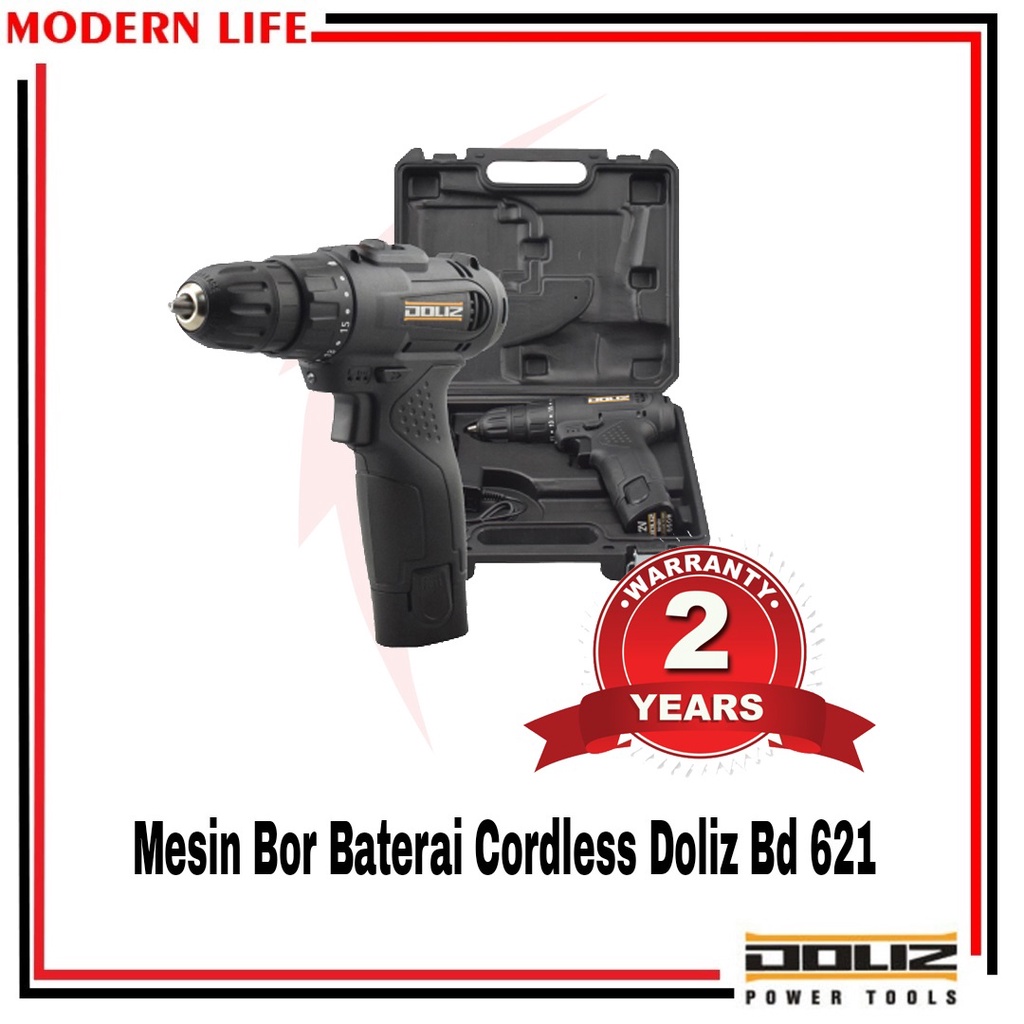 Bor Cordless Drill 10mm Doliz BD 621 / BD621/ BOR TANGAN / BOR BATRE / BOR BATERAI BD 621