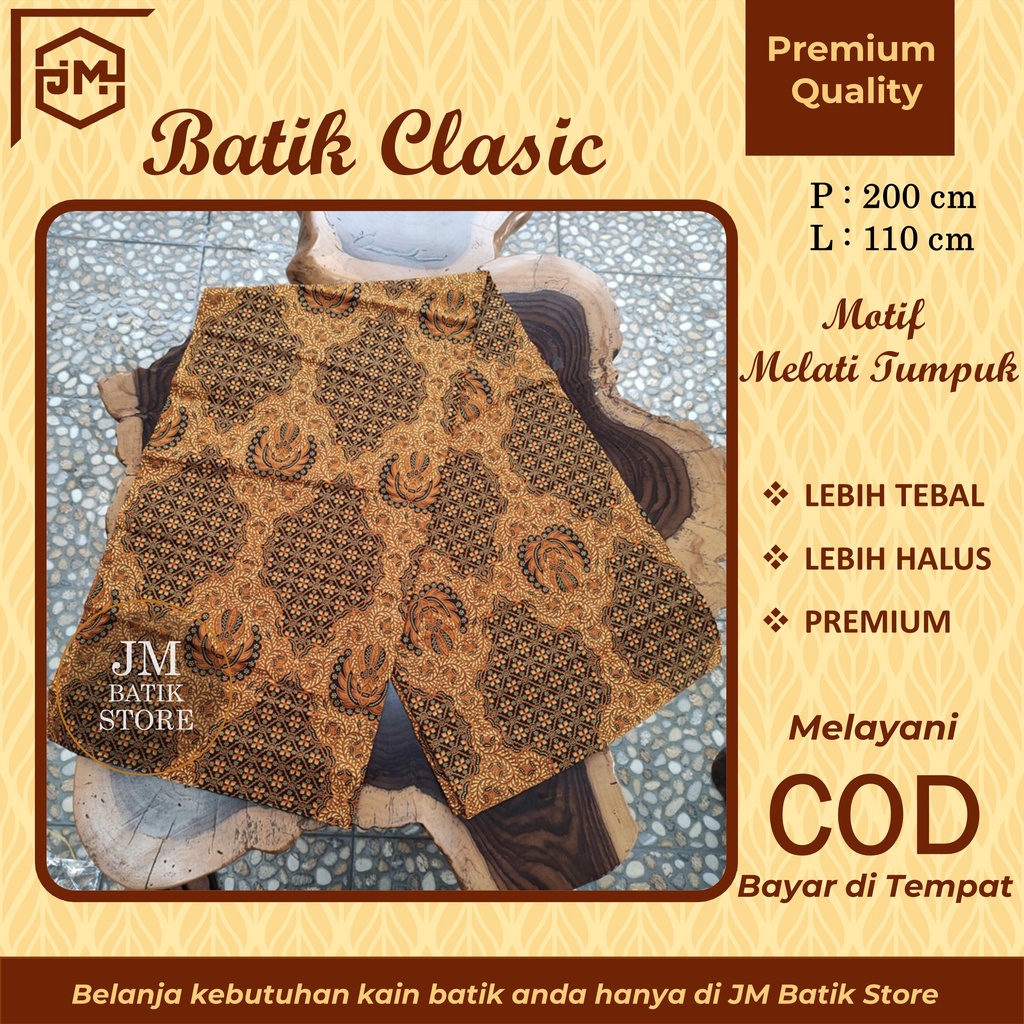 Kain Batik Jarik Motif Melati Tumpuk Katun Meteran Premium Halus Jarit Samping Kembat Pengantin Sepa
