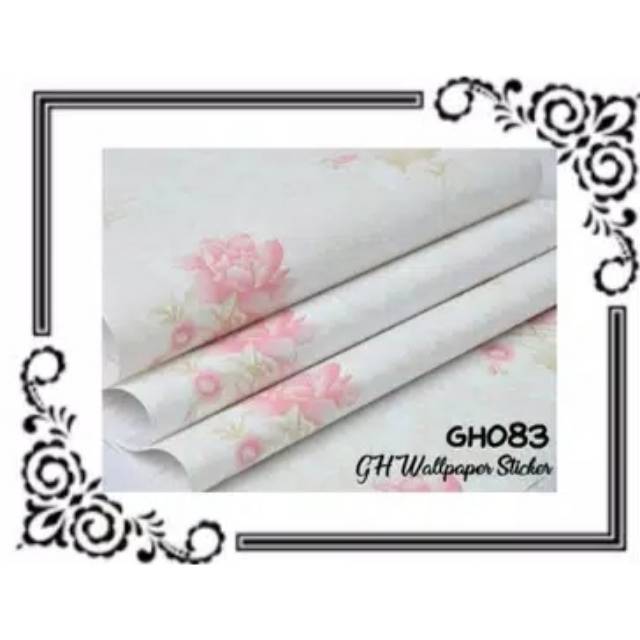 HOT ITEM - Wallpaper Dinding Warna Putih Motif Bunga Mawar Pink Glossy Putih Minimalis Elegan 10M
