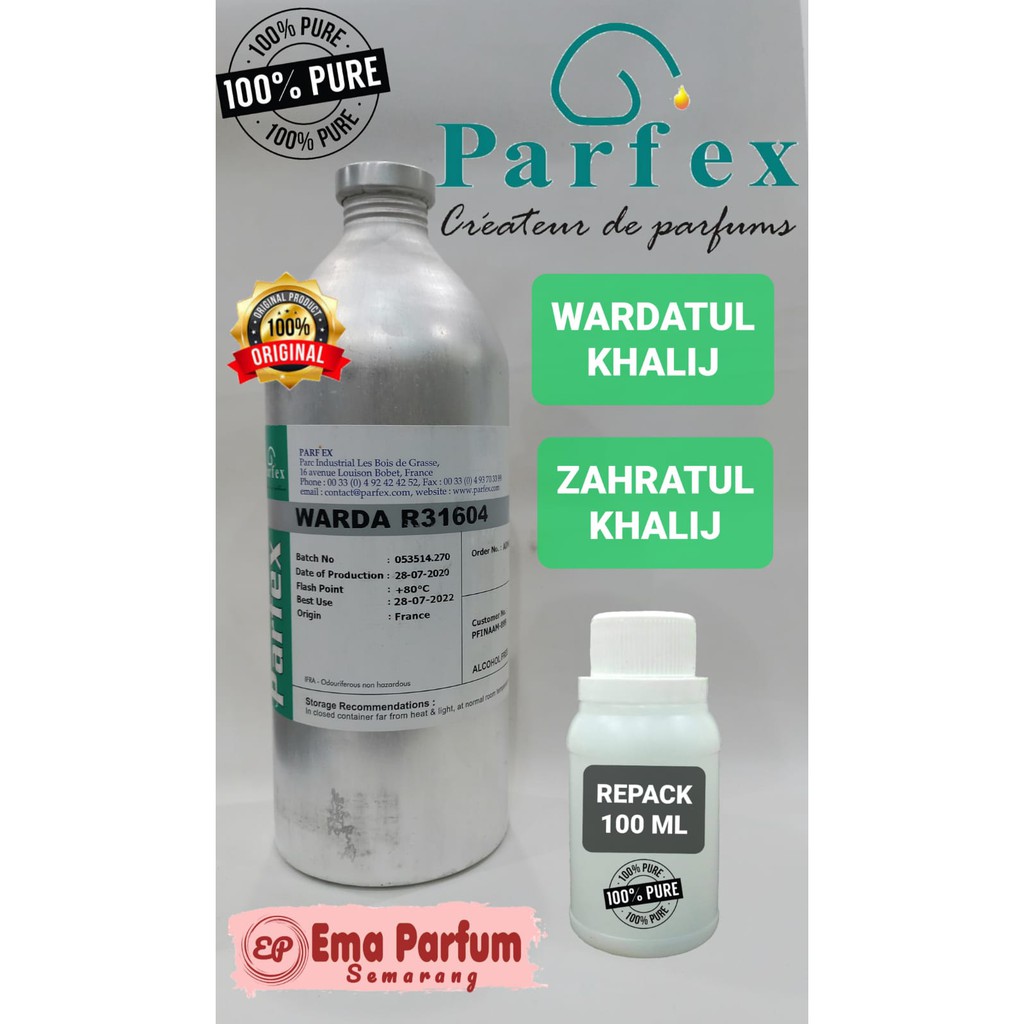 WARDA 100 ML BY PARFEX. SEARAH WARDATUL KHALIJ KHALIJI. ZAHRATUL KHALIJ. BIBIT PARFUM MURNI 100%.