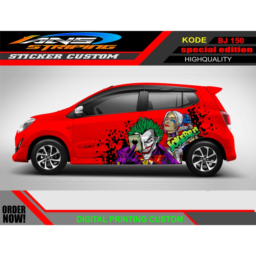 TERMURAH STICKER VARIASI MOBIL AGYA AYLA JOKER