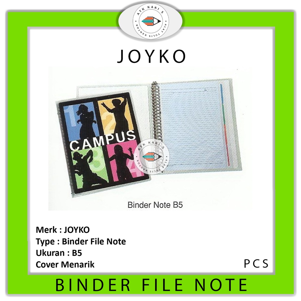 

JOYKO - Binder file Note B5 Transparan Cover + Divider - Pcs
