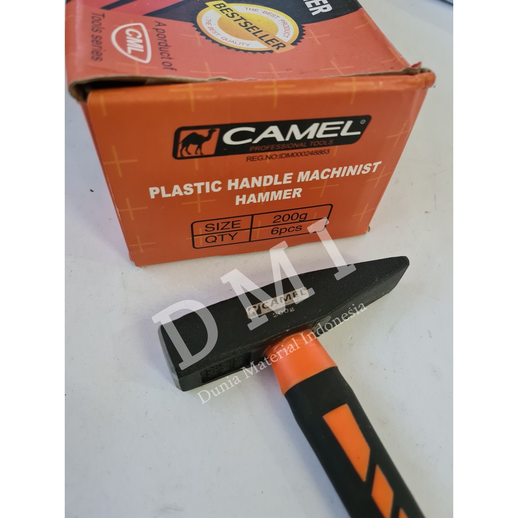 Palu Kaca Lancip Gagang Karet Camel 200g | Palu Tukang Lancip