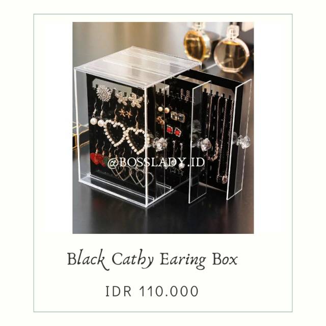 Black cathy earing box / Rak anting / Rak Aksesoris