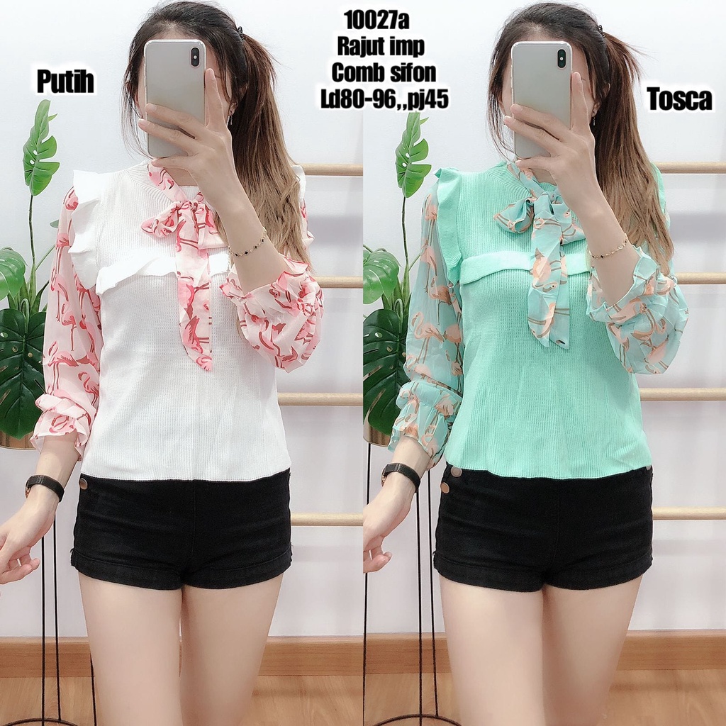 BLOUSE RAJUT ATASAN FASHION WANITA IMPORT PREMIUM COMB SIFON DASI POLOS 10027