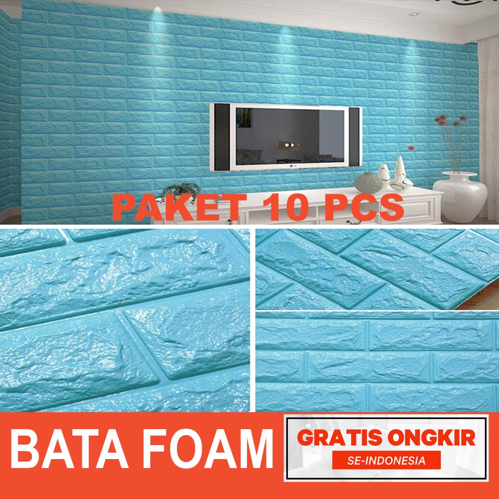 PROMO!! Paket Isi 10 Lembar Wallpaper Dingding 3D Foam Motif Batu Bata /  Dekorasi Dinding Kamar-1