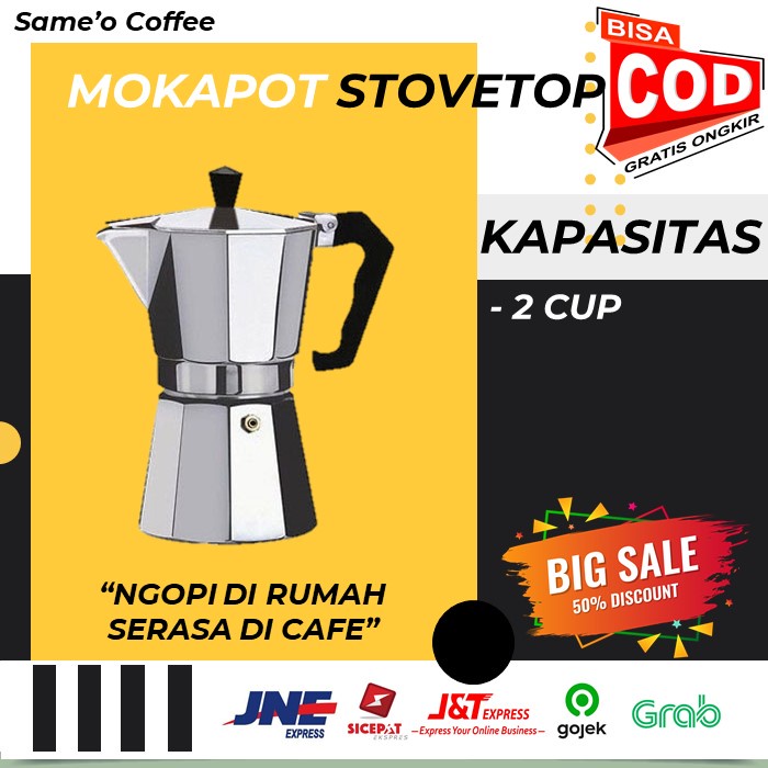 MOKA POT TEKO STOVETOP FILTER 100 ML 2 CUP (COFFEE MAKER)