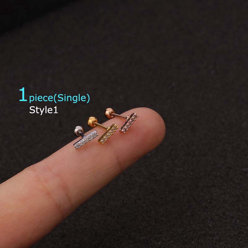 1piece Earrings Cartilage Tragus Piercing Ear Helix Auricle Pinna Stud Stainless Steel 20G