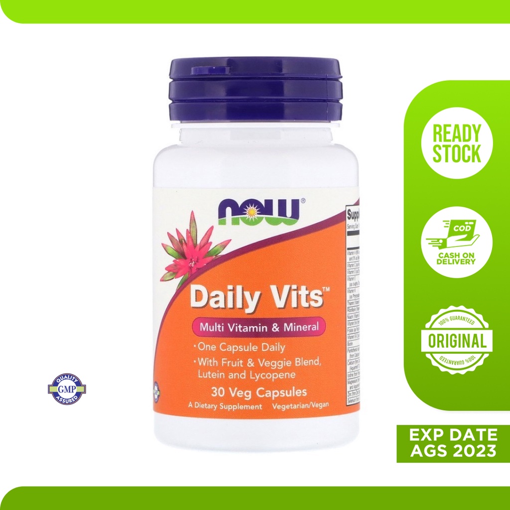 vitamin suplemen daily vits now multi vitamin dan mineral 30 veg capsules