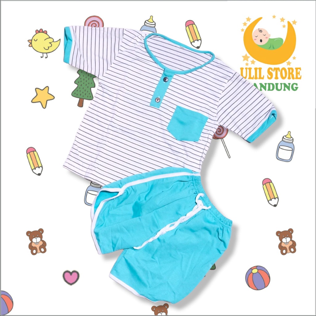 SETELAN BAJU ANAK UNISEX SETELAN BAJU PENDEK KIANO SALUR 0-4 TAHUN