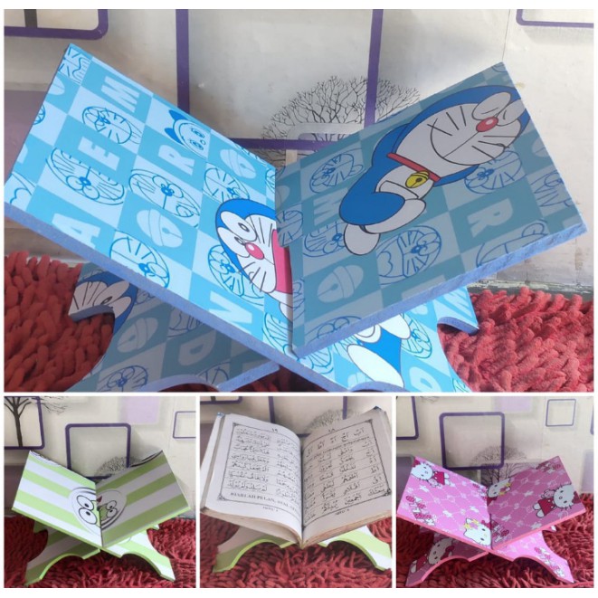 Meja Lipat kayu/Rekal/Lekar Kecil/Tatakan/Tempat baca ALQURAN / IQRO untuk anak karakter