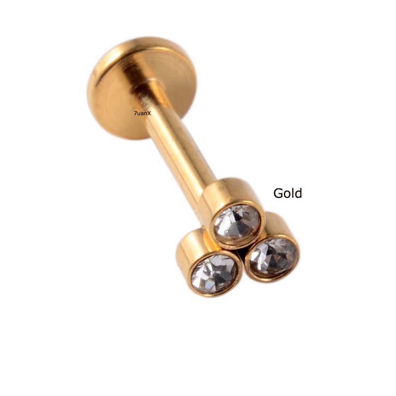 1 Pc Anting Stud Helix Pinna Lobe Internal Bentuk 3 Berlian Imitasi Bahan Stainless Steel 16gauge