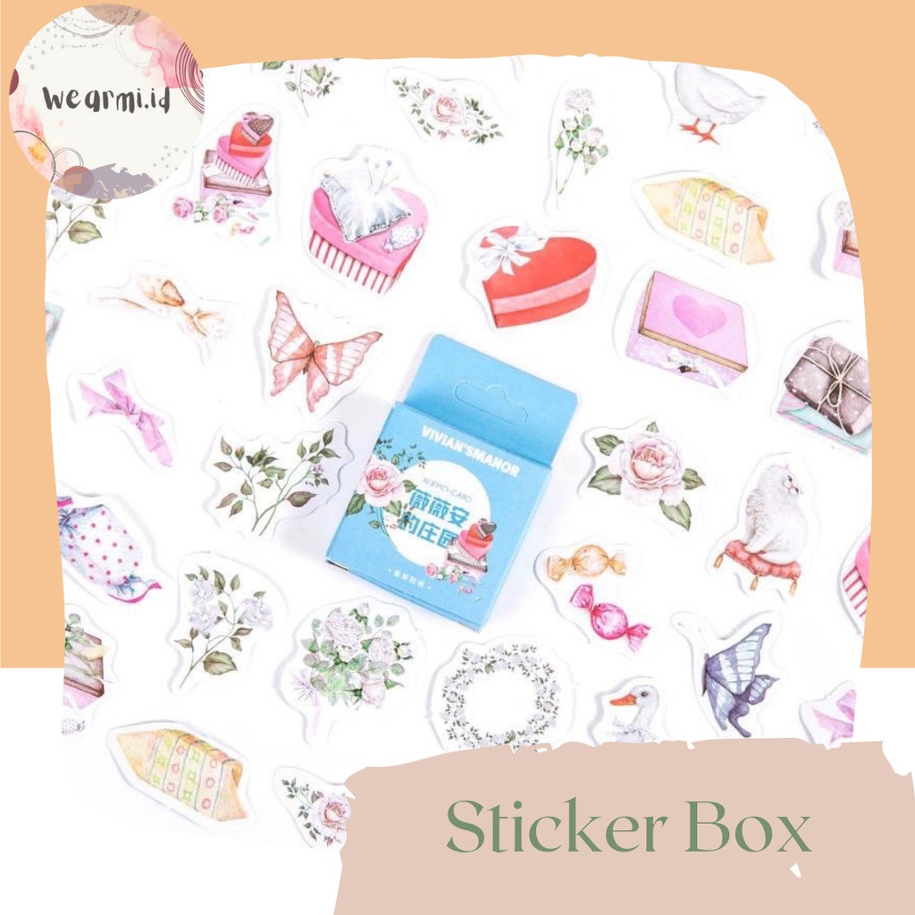 

45 Pcs Deco Sticker Box Vivian smanor Planner DIY Scrapbook Stiker Dekor Kotak Colorfull Aesthetic