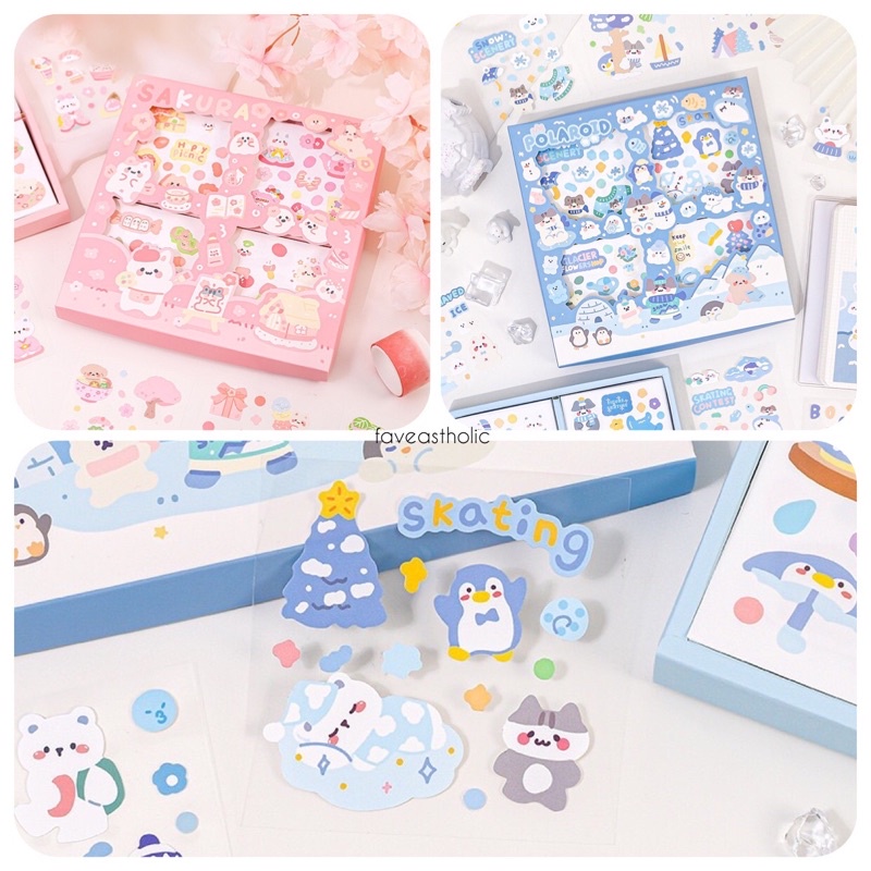 5 LEMBAR STIKER LUCU AESTHETIC DECO PLANNER DIARY BUNGA SAKURA SCRAPBOOKING KIYOWO KAWAII GAYA KOREA