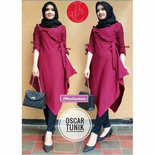 SS OSCAR TUNIK fit XL ATASAN WANITA TUNIK OSCAR BAHAN MOSCREPE FASHION MUSLIM OSCAR