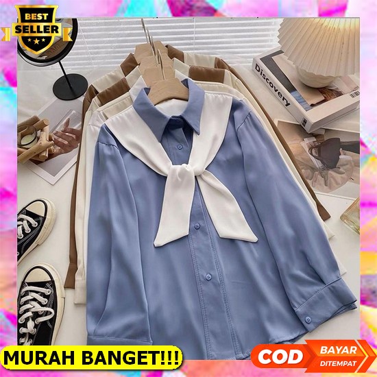 Blouse Wanita Korean Style Cloy Blus Polos Baju Atasan Muslimah Pakaian Kerja Harian Bahan Katun Dai