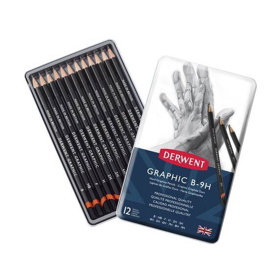 Derwent Graphic Hard Pencils 12 Tin