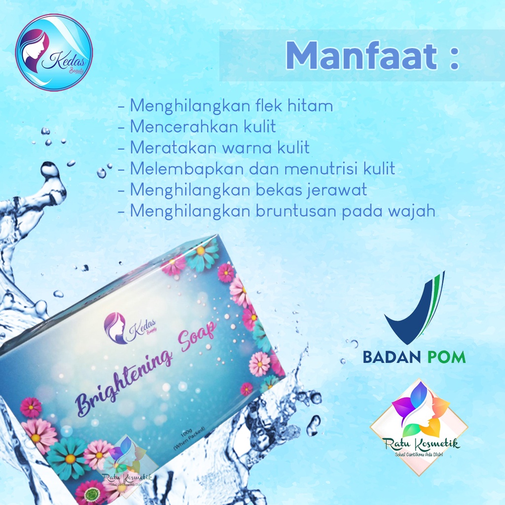 ❤ RATU ❤ Kedas Beauty Brightening Soap | Bright Body Serum | Sabun Pencerah Wajah Kedas Beauty (✔️BPOM)-1