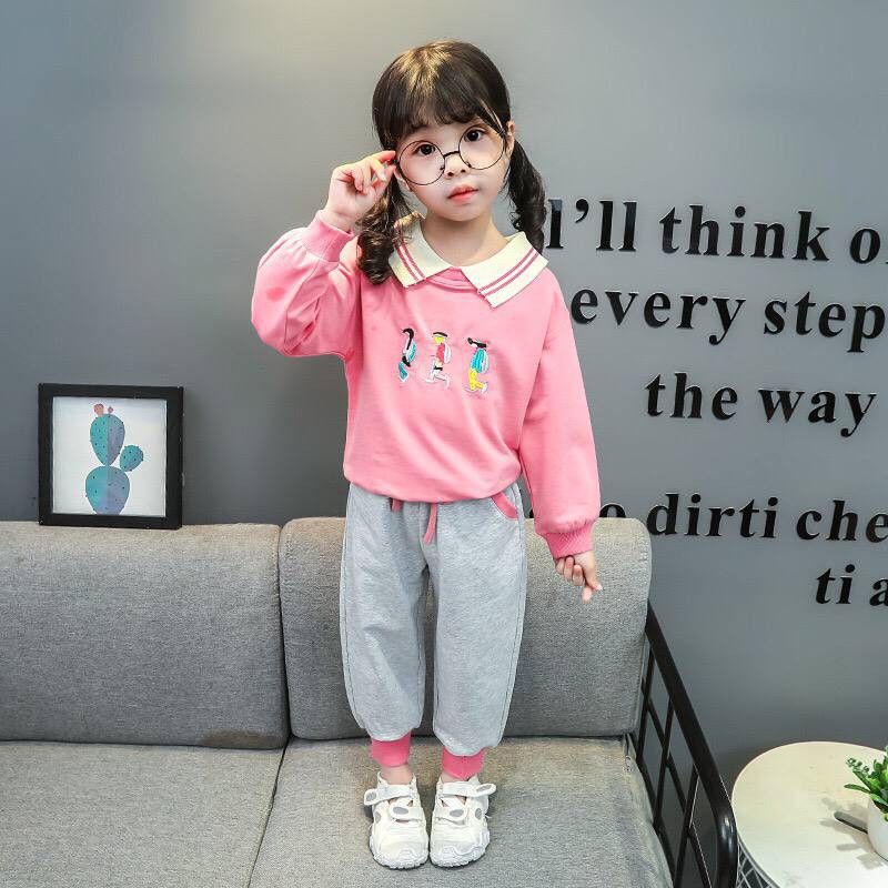 Promo !! setelan anak perempuan lucu /  setelan pink three friends street import sz uk 1-2th  (pink)