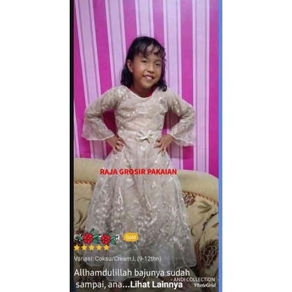 Baju Gamis Anak Rara Full Brukat Premium Usia 2-12 Thn/Baju Pesta Anak