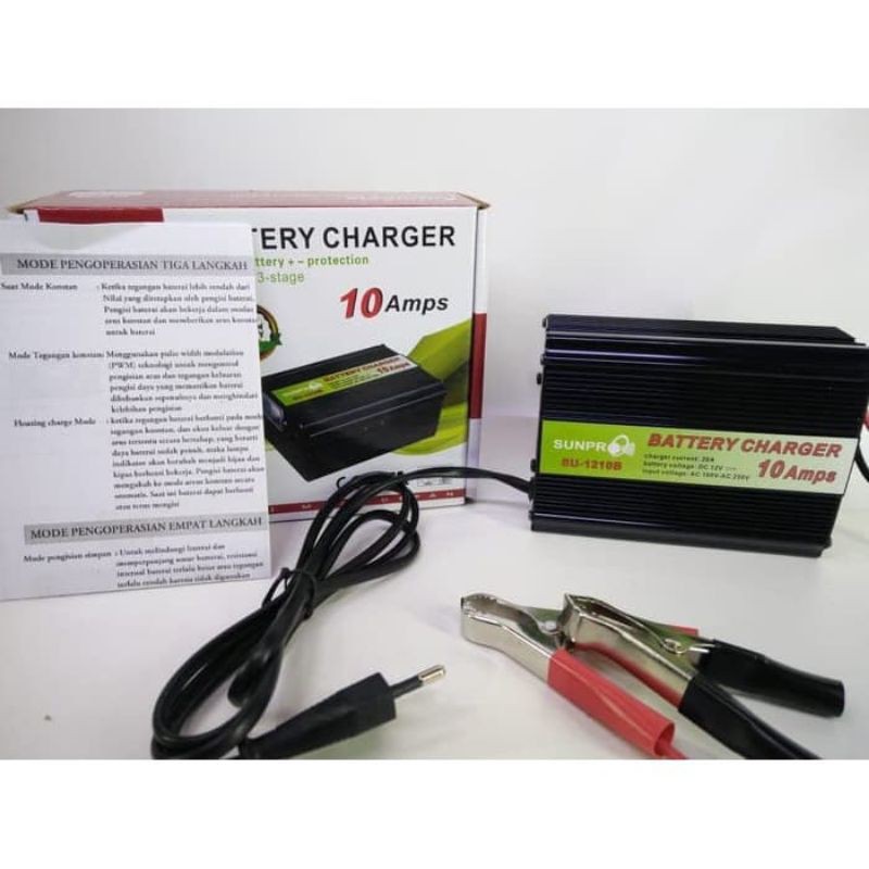 Alat cas Aki 12V 10 Ampere Sunpro SU 1210B Charger Aki 12V 10A