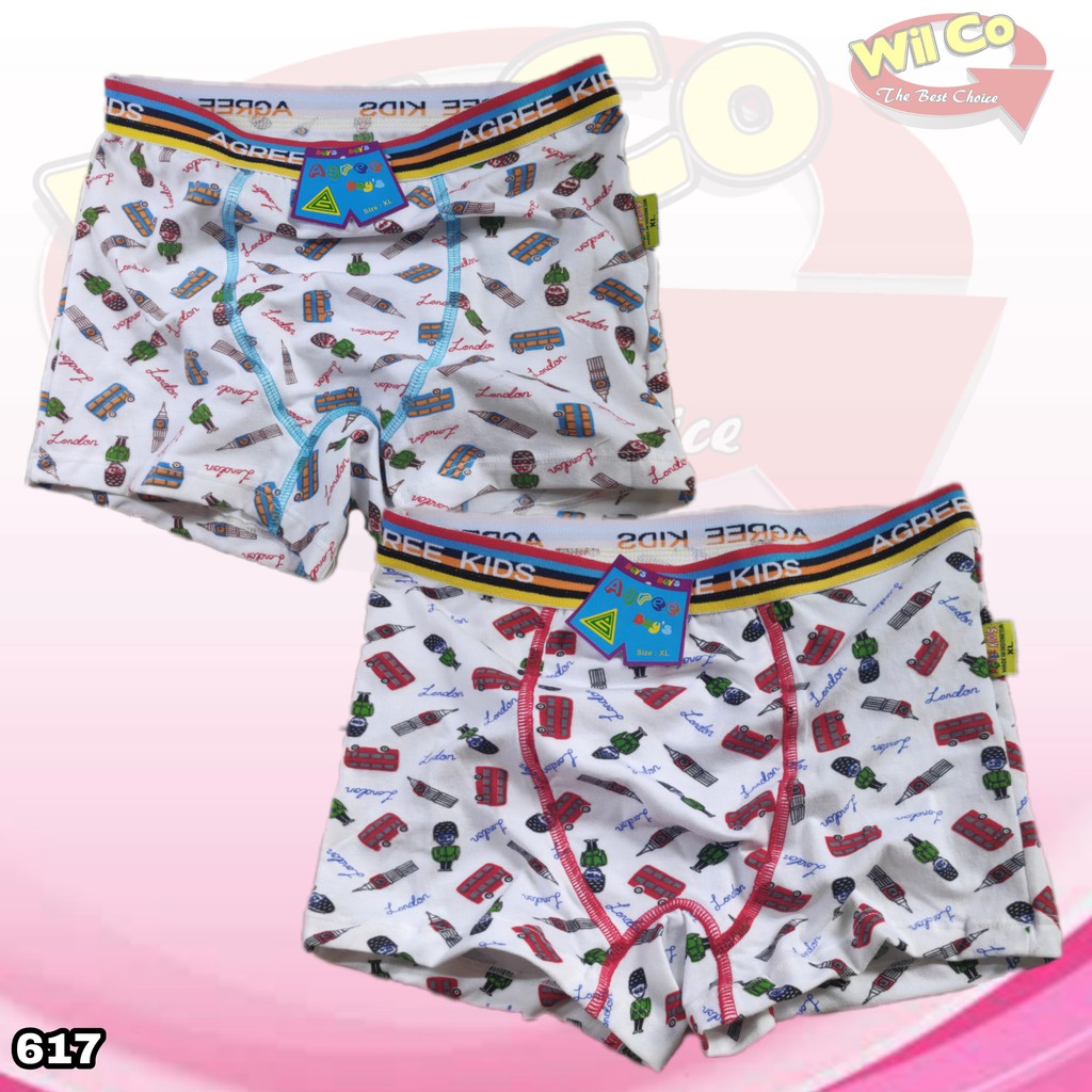 K617 - (Harga 1 Pcs) CELANA DALAM BOXER ANAK COWOK AGREE KIDS USIA 3 - 11 TH SIZE M - XL