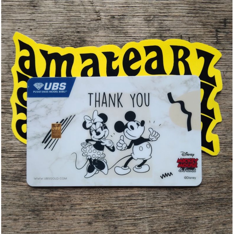 LOGAM MULIA UBS MICKEY MOUSE THANKS YOU 0,1 GRAM FINE GOLD UBS 999,9 %