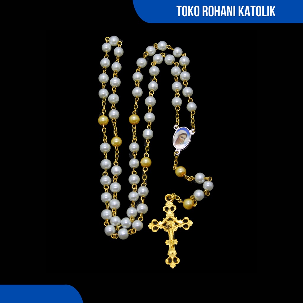 ROSARIO KALUNG BULIR SINTETIS (SILVER) / ROSARIO KATOLIK / KALUNG ROHANI