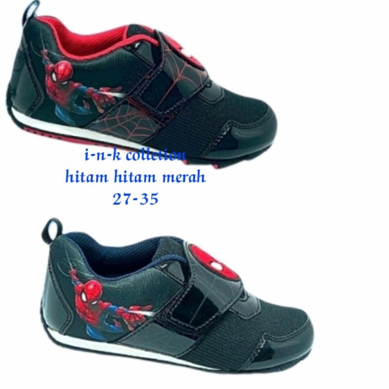 SEPATU SEKOLAH ANAK LAKI LAKI TK PAUD SD AMZING SPIDERMAN SEPATU KARAKTER CASUAL KETS