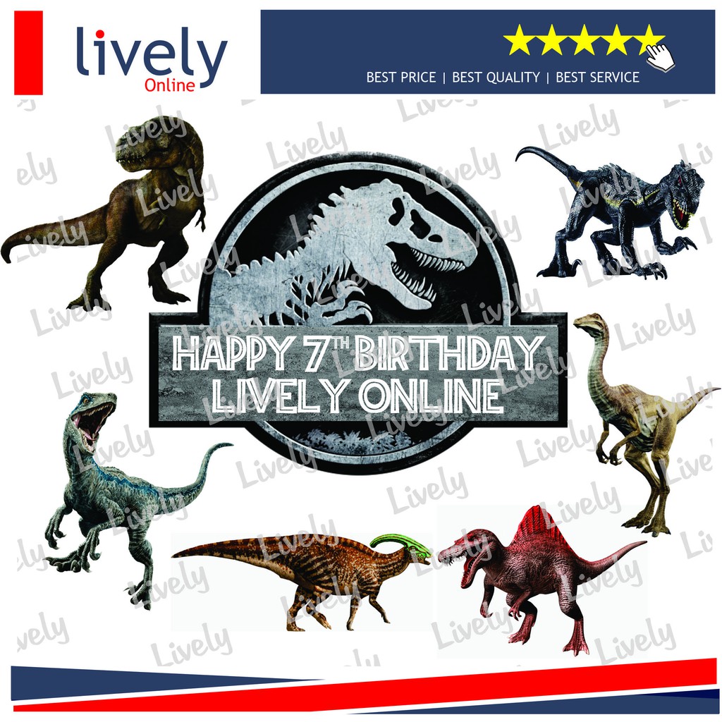 CUSTOM NAMA CAKE TOPPER KARAKTER DINO DINOSAURUS 01 HIASAN KUE HBD HAPPY BIRTHDAY