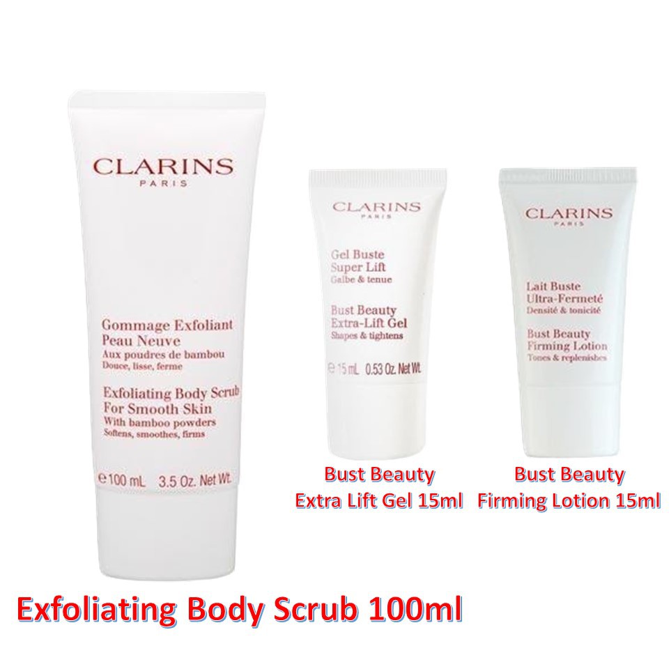 Clarins Body Scrub Bust Beauty Firming Lotion Fs1064 Shopee Indonesia