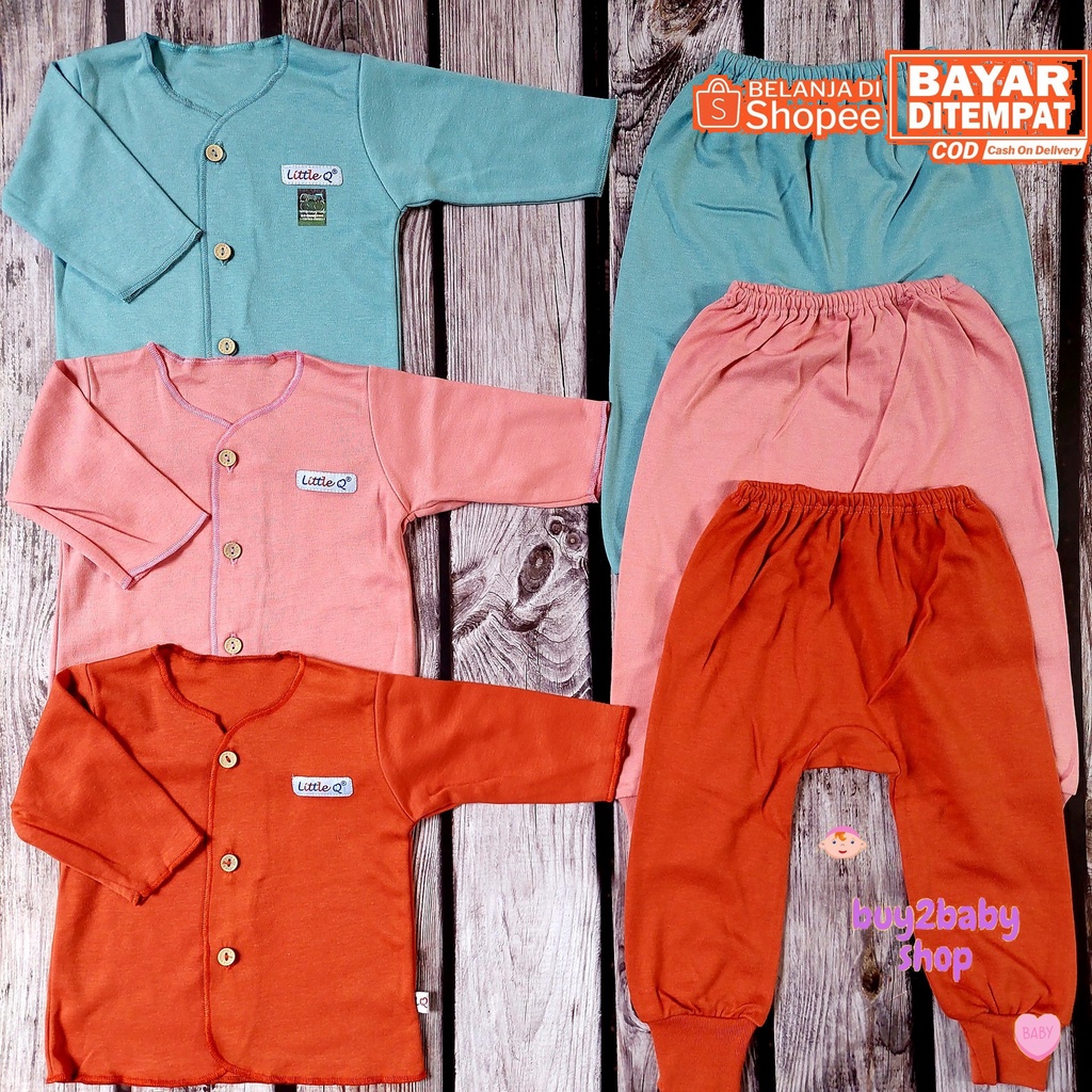 Ridges Little Q baju bayi setelan piyama panjang World Color Series 0-3 Bulan 3 PCS