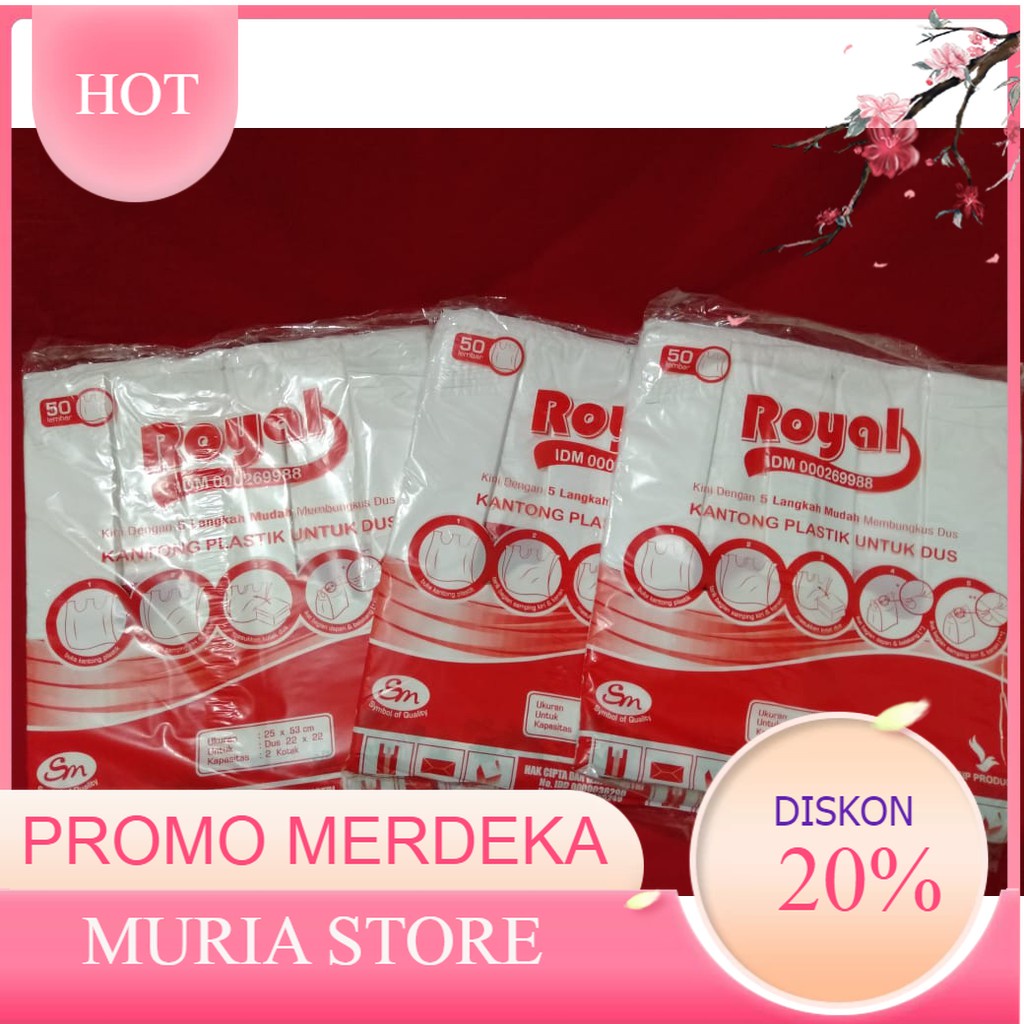 

TERMURAH DICARI BANGET!!! Kantong Plastik Dus Merk Royal (uk dus 22x22)
