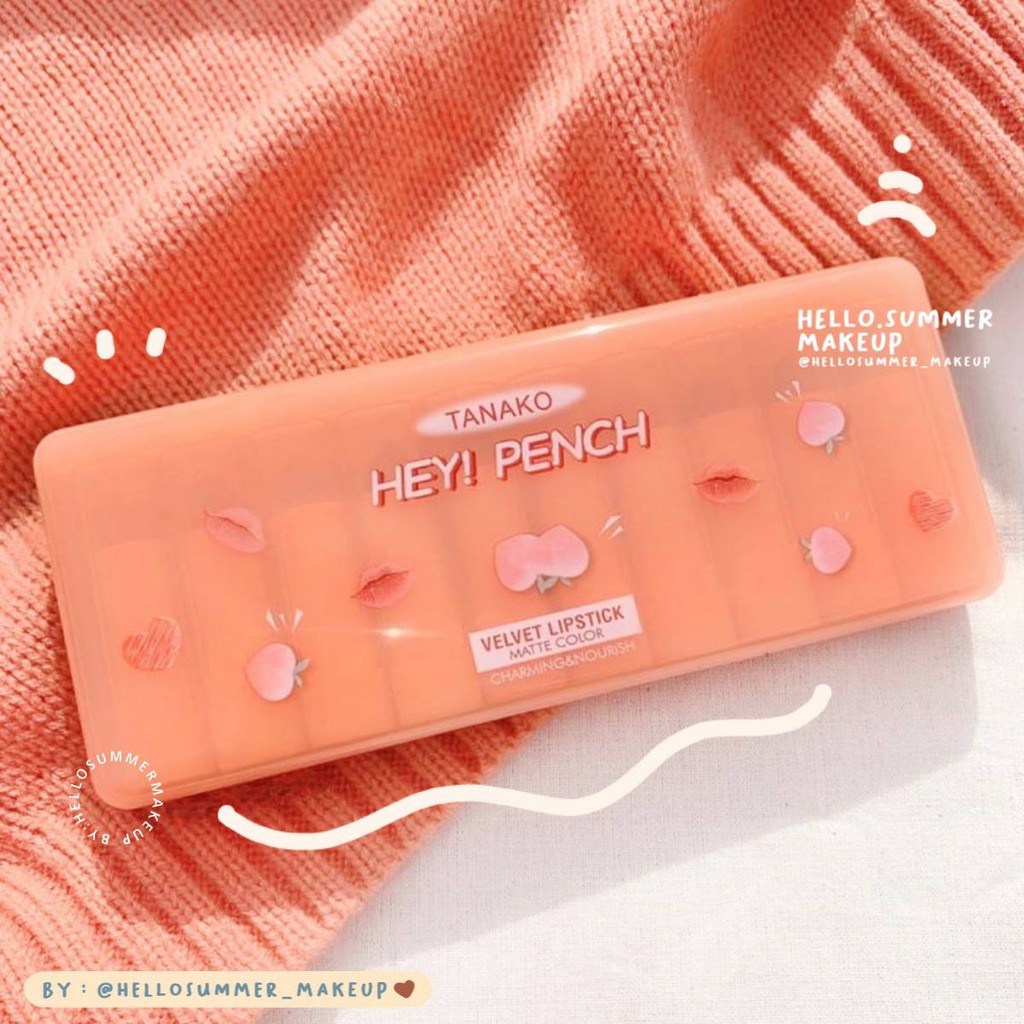 𝐌𝐀𝐓𝐓𝐄 𝐋𝐈𝐏𝐒𝐓𝐈𝐂𝐊 - TANAKO Hello Peach Hey! pench Velvet Matte Lipstick Set 10in1