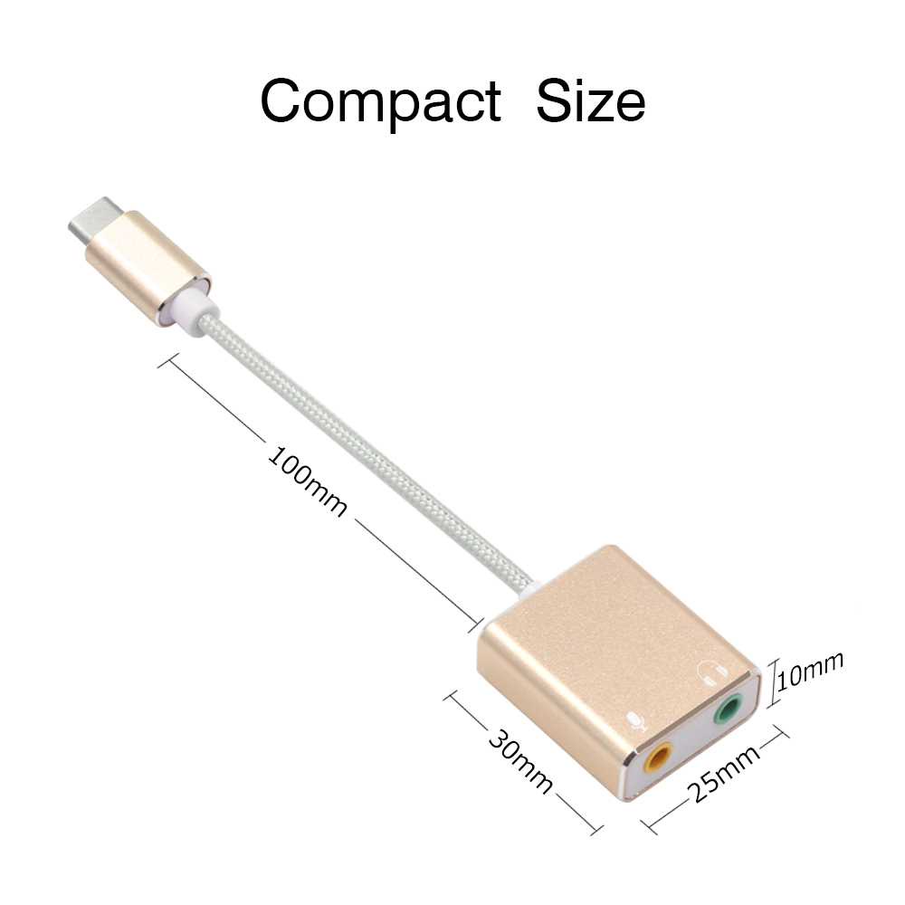 Woopower External USB Type-C Sound Card 3.5mm AUX &amp; Microphone - MU1