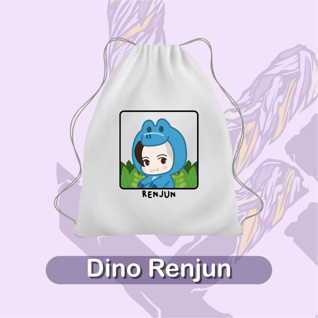 Tas Serut Korea Perempuan Motif Dino Renjun / Tas Lucu Remaja Kekinian