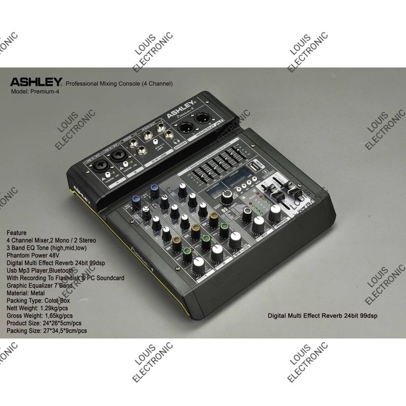 Mixer Audio Ashley Premium 4 PC Soundcard Recording 4 Channel