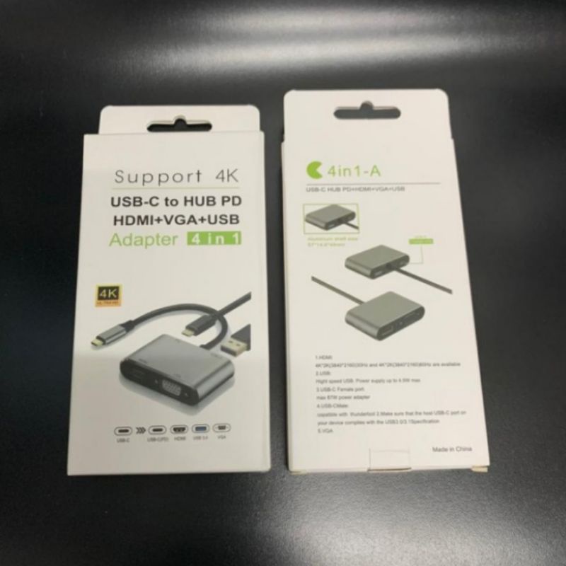 converterType C 4in1 HDMI 4k, VGA, USB 3.0, PD / converter Type c 4 in 1