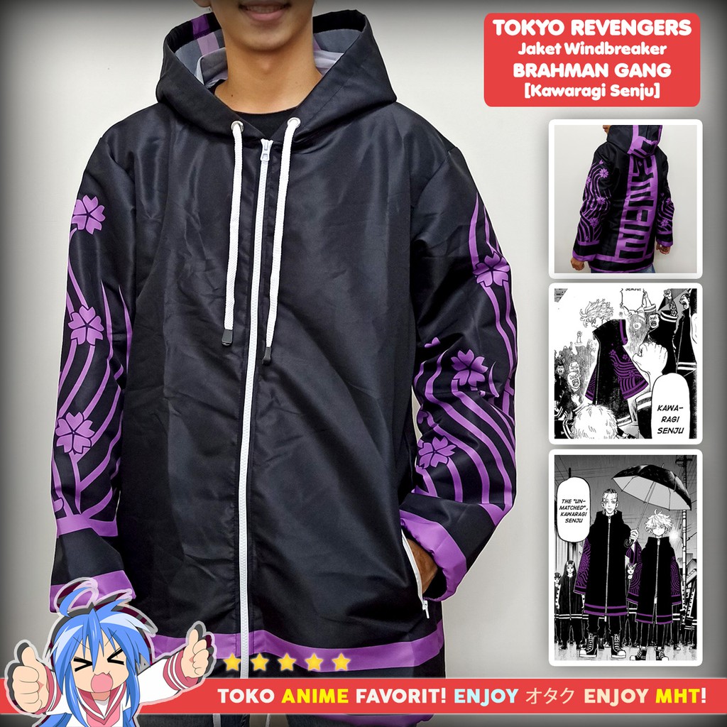 Jaket Anime Full Print Windbreaker Tokyo Revengers Brahman Gang Senju Kawaragi Waterproof