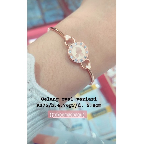 Gelang oval variasi permata emas asli K375