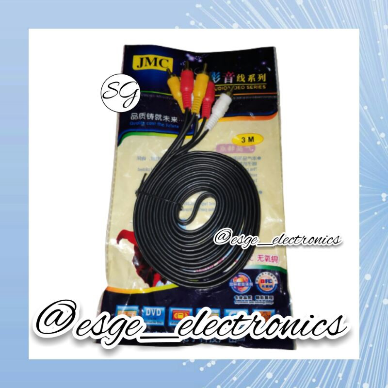 3 METER KABEL RCA 3 TO RCA 3 3 METER KABEL VIDEO 3METER KABEL AUDIO 3 M KABEL AV VIDEO AUDIO 3-3