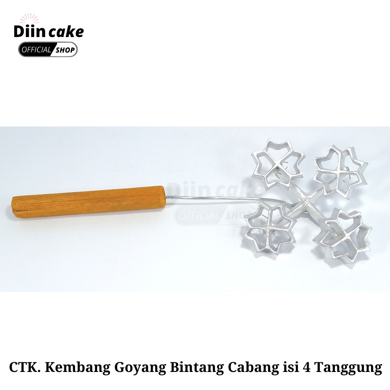 Cetakan Kue Kembang Goyang Bentuk Bunga / Bintang Cabang Gandeng isi 4 Diameter 5 cm