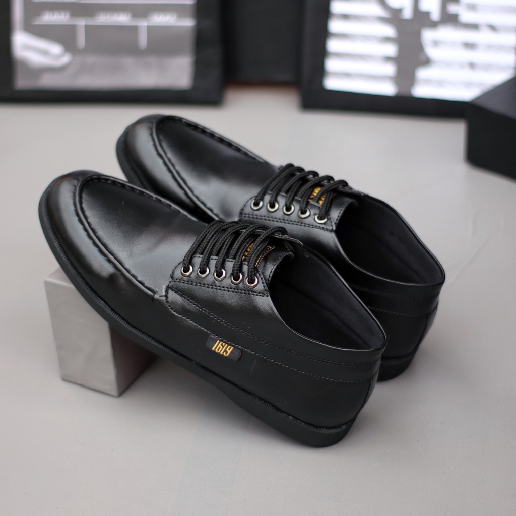 Sepatu Casual Formal Pria Pantofel Bertali Oxford Hitam Kulit Asli Original Kerja Kantor Trandy